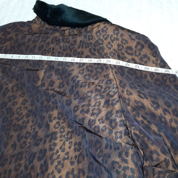 Leopard print coat with faux fur collar women's size 18 - Picture 11 of 13